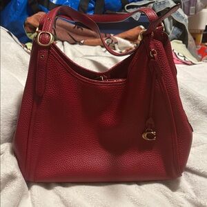 Coach Lori/Bella Red Pebbled Leather Shoulder Bag